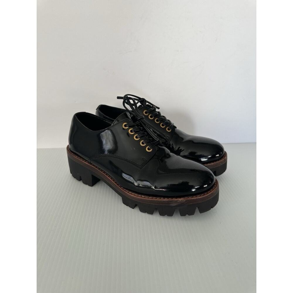 Jeffrey Campbell Trevor Oxford Black Patent Leather Lace Women's Shoes - Sz 6.5